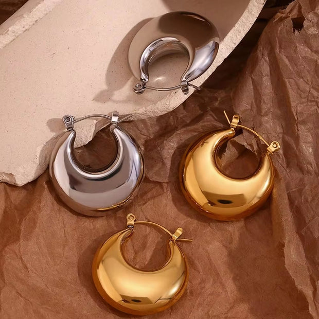 Hollow Minimalist Earrings Gold Plated Stainless Steel Hoop Earrings Tarnish Free Earrings Wholesale Bulk