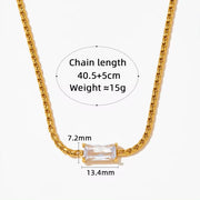 Wholesale Y2K Square CZ Pendant Necklace Stainless Steel S Chain Choker Jewelry Gifts Valentine'S Day Necklaces