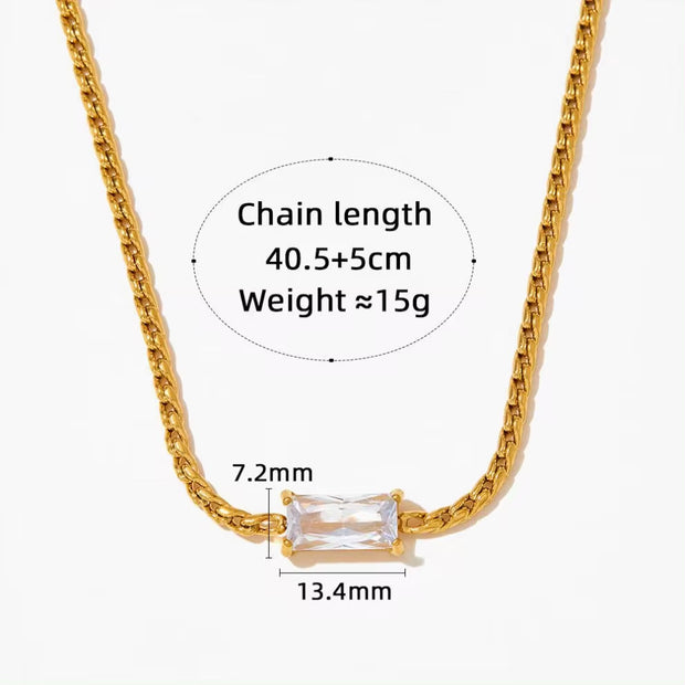 Wholesale Y2K Square CZ Pendant Necklace Stainless Steel S Chain Choker Jewelry Gifts Valentine'S Day Necklaces