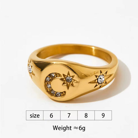 New Arrival Design Chunky Star Zircon North Star Rings Waterproof & Tarnish Free Stainless Steel Jewelry Rings