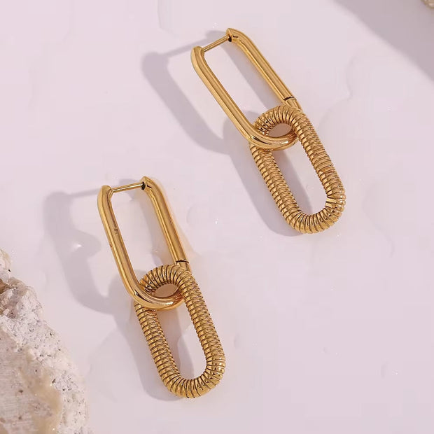 Minimalist 18K Gold Plated Stainless Steel Paper Clip Drop Earrings Statement Earings Jewelry Women