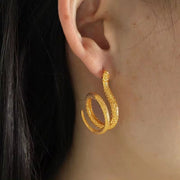 JEWELRY EH195 Korean Version of the Earrings Temperament Small Snake Hundred with Earrings Simple Gold-Plated 18K