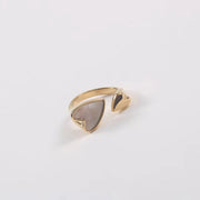 Wholesale 18K Gold Plated Stainless Steel Two Heart Shell Rings for Women