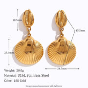 Shell Drop Earrings Gold Plated Stainless Steel Jewelry Tarnish Free Jewelry Christmas Gifts for Women