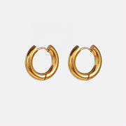 Vintage Style 12Mm 18K PVD Gold Plated Hoop Earring Geometric Stainless Steel Circle Hoop Earrings for Women