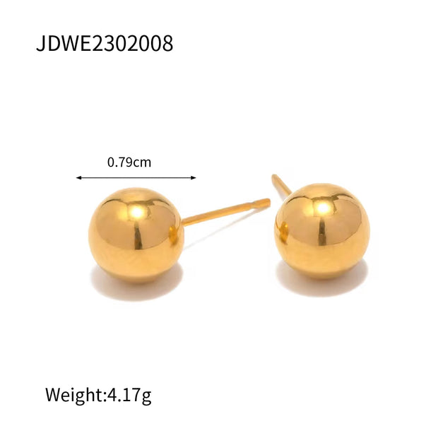 Minimalist Geometric Ball Texture Silver Gold Plated Stainless Steel Earrings Jewelry for Women