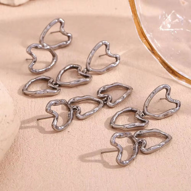 Hollow Heart Stud Earrings Set Gold Plated Women Jewelry Stainless Steel Gift for Women