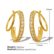 JEWELRY EH242-3 Hot Sale Earring Clasp Exaggerated Earrings Metal Plating Colour Preservation Earrings Set Zirconia