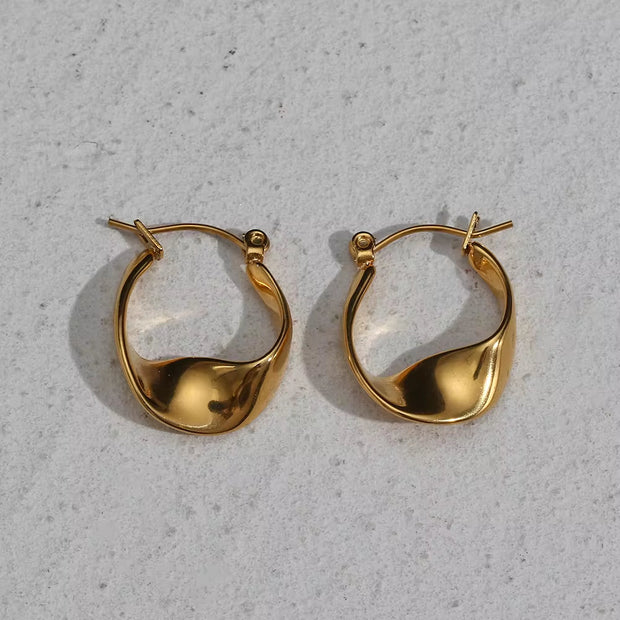 Drop Ship Irregular Hoop Earring 18K Gold Plated Stainless Steel Tarnish Free Wholesale Designer Inspired Earrings