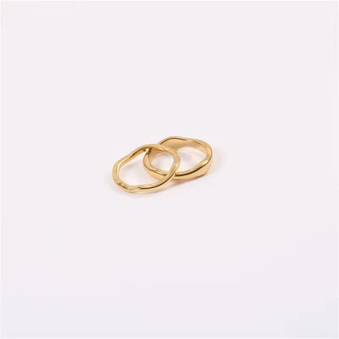 Non Tarnish Stainless Steel Asymmetric Ring Hypoallergenic Irregular Gold Ring Twist Two Irregular Circles Ring