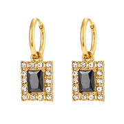 Custom Jewelry Tarnish Free Shining Summer Jewelry Square Zircon Drop Earring Stainless Steel Gold Plated Jewelry