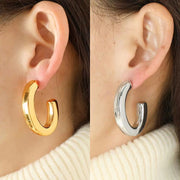 JEWELRY EH283 French Glossy Design C-Shaped Earrings Stainless Steel 18K Gold Plated Earrings