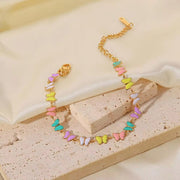 Charm 18K Gold Stainless Steel Dripping Oil Jewelry Gift Colorful Enamel Butterfly Chain Bracelet