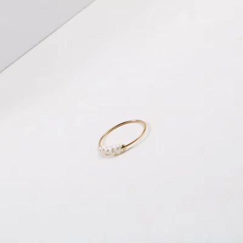 Non Tarnish Stainless Steel Pearl Bead Stack Rings Tarnish Free 18K Gold Plated Irregular Freshwater Pearl Rings