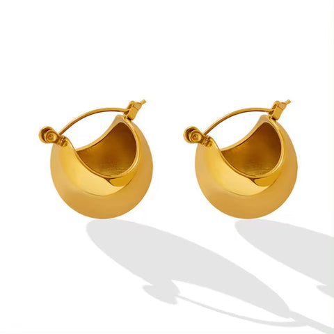 Special Design Fashion Jewelry 18K Gold Plated Stainless Steel Geometric Shape round Hoop Earrings