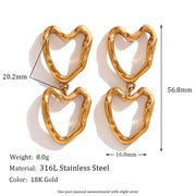 Hollow Heart Stud Earrings Set Gold Plated Women Jewelry Stainless Steel Gift for Women