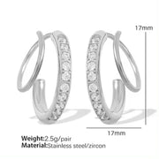 JEWELRY EH242-3 Hot Sale Earring Clasp Exaggerated Earrings Metal Plating Colour Preservation Earrings Set Zirconia