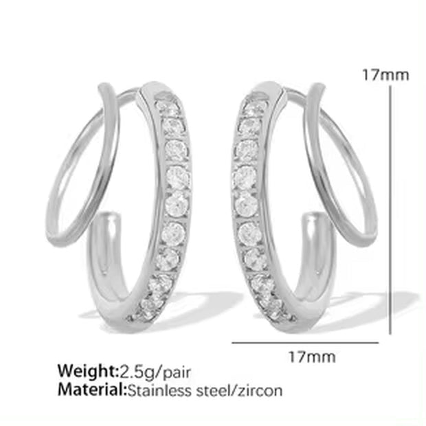 JEWELRY EH242-3 Hot Sale Earring Clasp Exaggerated Earrings Metal Plating Colour Preservation Earrings Set Zirconia