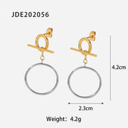 Double Size Ring Pendant Hoop Earrings Stainless Steel 18K Gold Plated Jewelry Gift Circle Cross Stud Earrings for Women