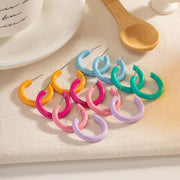 Newest Colorful Rainbow CC Shape Hoop Earrings 18K Gold Plated Stainless Steel Earring Jewelry