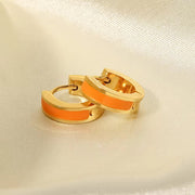 Enamel Small Size Huggie Hoop Earrings Stainless Steel Gold 18K Plated Oil Dripping Ear Cuff