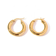 Classical Minimalist Chic Pairings Statement 18K PVD Gold Plated Stainless Steel Hoop Earrings