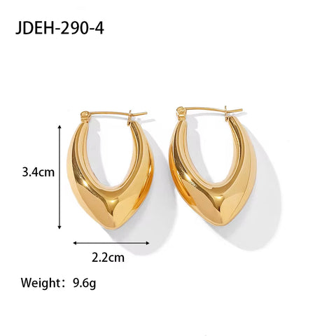 18K Gold Plated Stainless Steel French Big Statement Simple Mirror Polished Hollow Hoop Earring