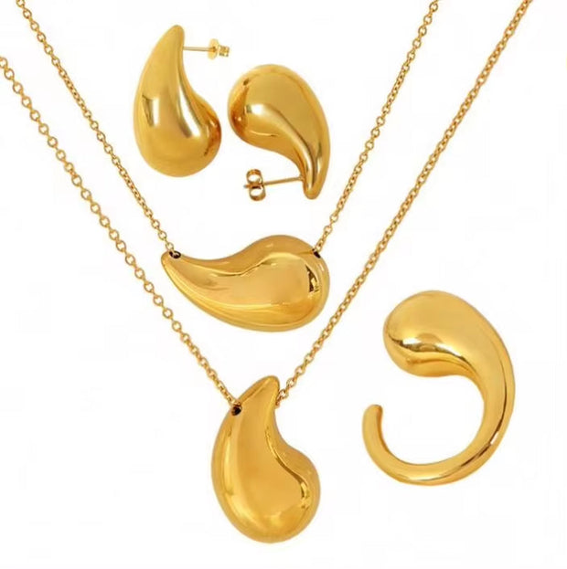 JEWELRY XL82-3-EH232-JZ21 Factory Hot Sale Big Drops Earrings Necklace Ring Set Exaggerated