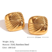 Square Engraved Wing Stud Earrings