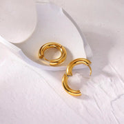 Vintage Style 12Mm 18K PVD Gold Plated Hoop Earring Geometric Stainless Steel Circle Hoop Earrings for Women