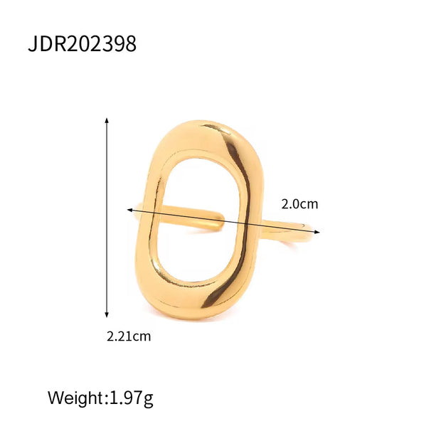 Ins Hot 18K Gold Plated Geometric Rings Set Jewelry Fashion Retro Style Oval Cross Shaped Ring for Women