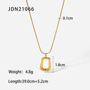 Dropshipping Vintage Stainless Steel Trapezoid Shape Necklace Women 18K Gold Plated Hollow Square Pendant Necklace for Girls