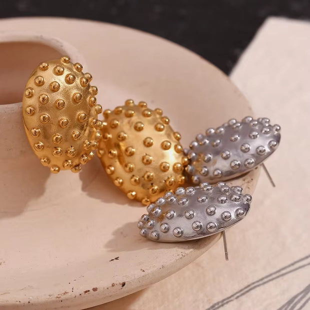 Chunky Earrings Oval Beaded Cactus Stud Earrings Trendy Earrings 2024 Gold Plated Stainless Steel Jewelry