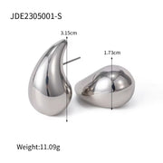 Anti-Tarnish Steel Grey Stainless Steel Chunky Earring Women Luxury Hoop Water Tear Drop Stud Earrings