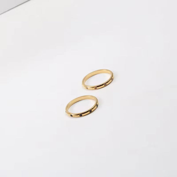 High End Waterproof Wholesale 18K Gold Plated Dot Diamond Steel Dainty Rings for Women