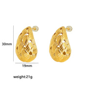 JEWELRY EH63 18K Gold Plated Stainless Steel Women Fashion Waterdrop Waterproof Jewelry Hollow Drop Earrings