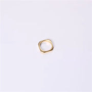 New Trendy Minimalist Non Tarnish 18K Gold Plated Stainless Steel Irregular Hexagon Square Rings Women