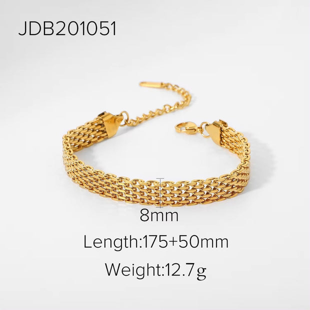 3Mm 6Mm 8Mm 12Mm Miami Cuban Chain Bracelet Punk Jewelry for Men Women 18K Gold Plated Stainless Chain Bracelet