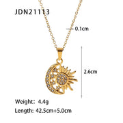 Vintage Jewelry Stainless Steel Heart Natural Shell Sun Half Moon round Coin Pendant Medallion Necklaces