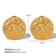 JEWELRY EH189 the Newest Stainless Steel 18K Gold Earrings French Vintage Disc Embossed Earrings for Women