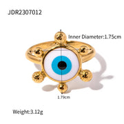 Devil Eye  Design Earrings Rings 18K Gold Plated Stainless Steel Waterproof Eyes Shape Personalized Jewelry Set