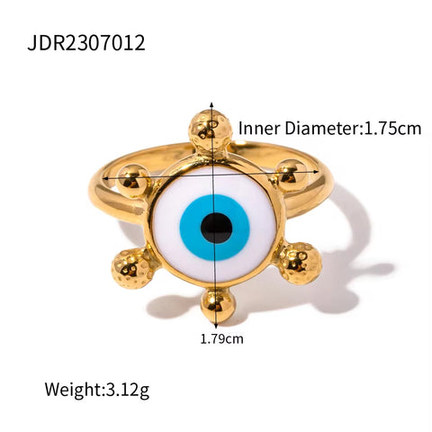 Devil Eye  Design Earrings Rings 18K Gold Plated Stainless Steel Waterproof Eyes Shape Personalized Jewelry Set