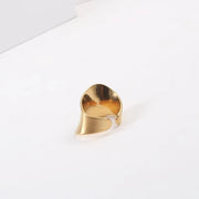 Vintage Wide Band Ring Stainless Steel Jewelry Gift Rings 18K Gold Plated Non Tarnish Chunky Statement Ring Women