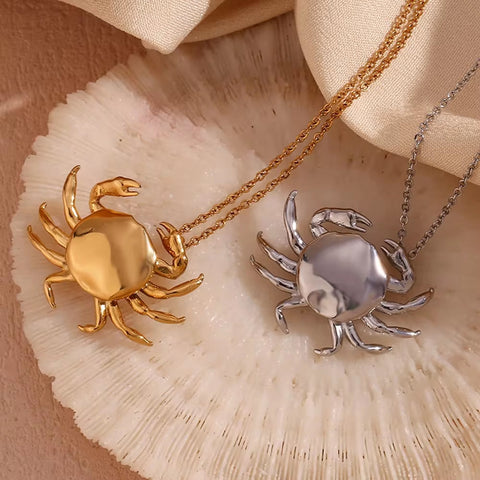 Crab Pendant Necklace 18K Gold Plated Stainless Steel Jewelry Christmas Gift Ideas 2024