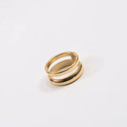 INS Trendy Minimalist Jewelry Double Wire Gold Plated Chain Ring Jewelry Stainless Steel Knuckle Joint Ring for Women