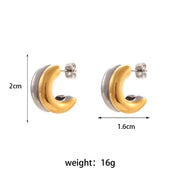 Chunky C Shape 18K Gold Plated Stainless Steel Stud Earring for Women Double Layer Earring Women Jewelry