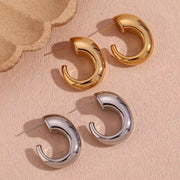 New Arrival Hollow Hoop Earrings Gold Plated Jewelry Stainless Steel Gold Hoop Earrings