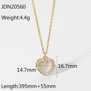 Custom Opal Natural Stone Jewelry Stainless Steel Necklace 18K Gold Plated Clavicle Chain Zircon Peach Heart Pendant Necklaces