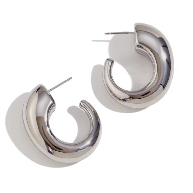 New Arrival Hollow Hoop Earrings Gold Plated Jewelry Stainless Steel Gold Hoop Earrings