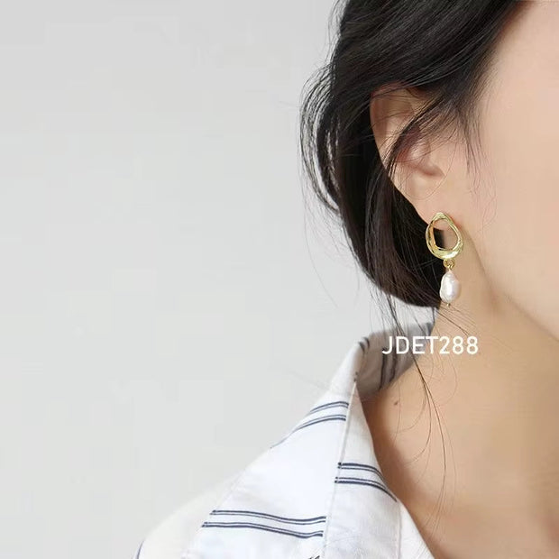 Baroque Small Silver 925 Sterling Mother Freshwater Drop Hoop Jewelry Plated Women Pearl Earring